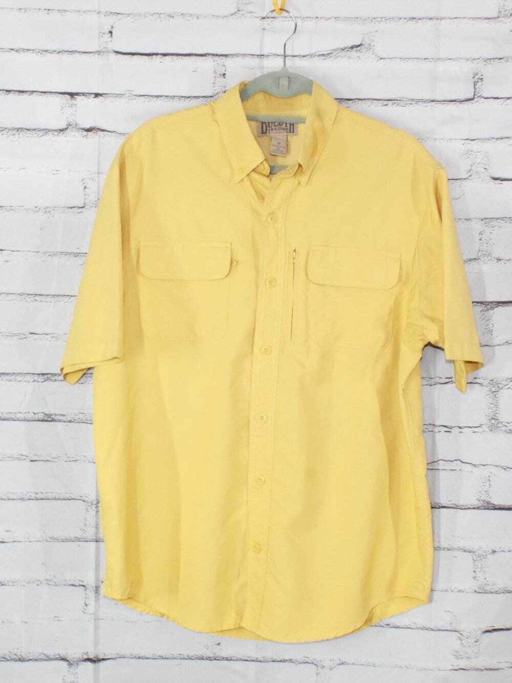 Duluth Trading Shirt Men's Yellow Vented CoolPlus Ripstop Fishing Outdoor Size M
